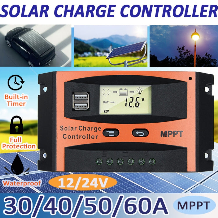 MPPT 12V/24V Automatic Identification Solar Controller With USB Output, Model: 40A