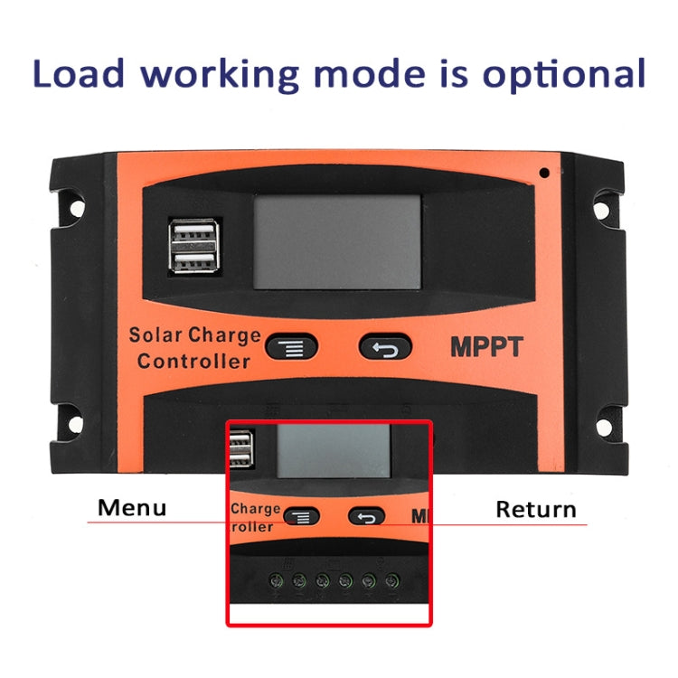 MPPT 12V/24V Automatic Identification Solar Controller With USB Output, Model: 50A