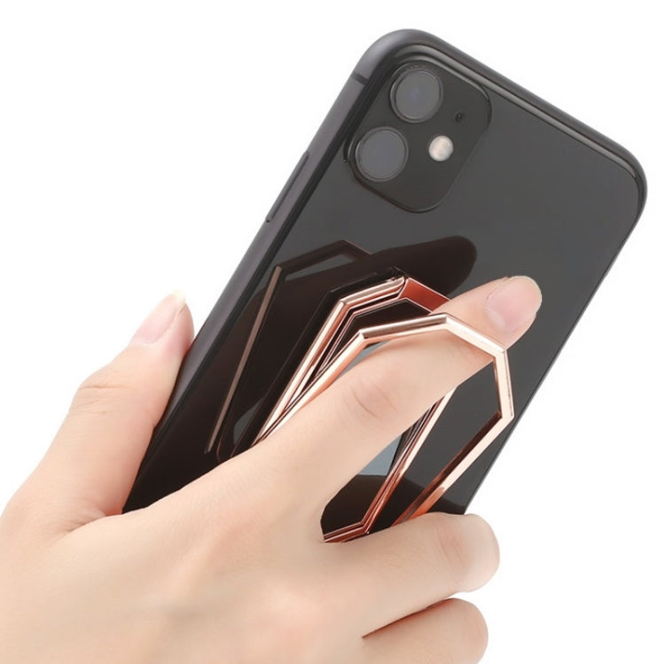 Folding And Sticking Zinc Alloy Mobile Phone Ring Holder Car Magnetic Ring Buckle(Cool Black)