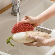 2 PCS Multifunctional Silicone Cleaning Brush Non-Oily Kitchen Cleaning Scouring Pad(Honey Bud Red)