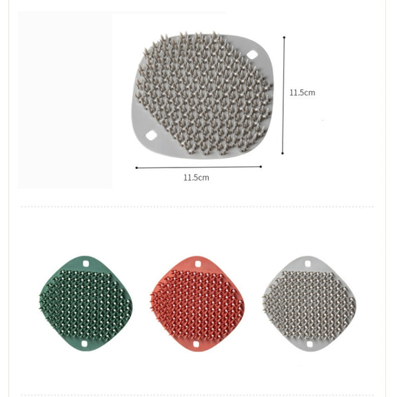 2 PCS Multifunctional Silicone Cleaning Brush Non-Oily Kitchen Cleaning Scouring Pad(Honey Bud Red)