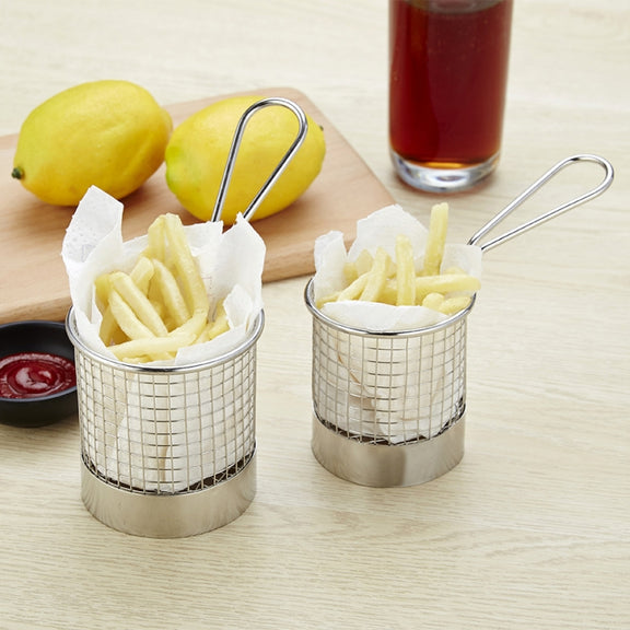 J13449 Stainless Steel Mini Fries Basket Restaurant Snack Bread Plate