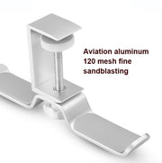 Universal Metal Headphone Double Bracket Headphone Hanger Desktop Lock Clip Headphone Display Shelf(Silver)