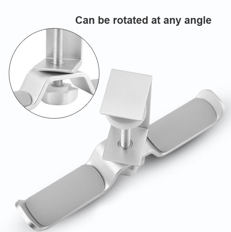 Universal Metal Headphone Double Bracket Headphone Hanger Desktop Lock Clip Headphone Display Shelf(Silver)