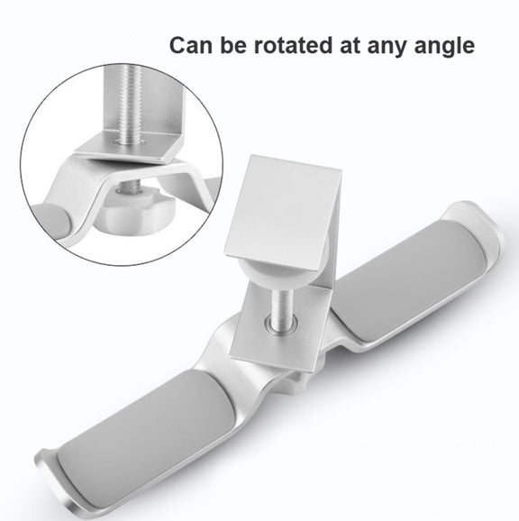 Universal Metal Headphone Double Bracket Headphone Hanger Desktop Lock Clip Headphone Display Shelf(Silver)