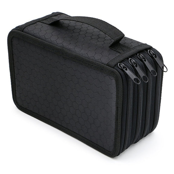 Solid Color Square Four-Layer Pencil Case Sketch Colorful Pencil Case With 72 Holes(Black)