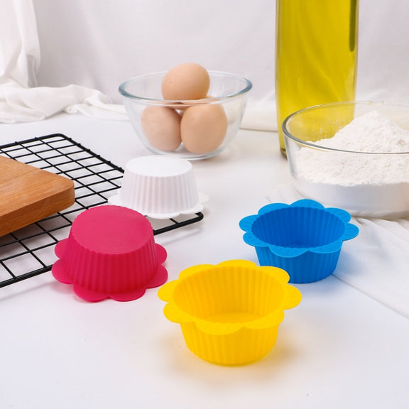 20 PCS DIY Baking Mold Macaron Lace Shape Silicone Cake Cup Pudding Egg Tart Muffin Cup Mold,Random Color Delivery