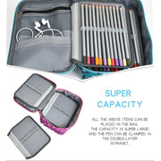 Large-Capacity Frosted Pencil Case Zipper Pencil Case(Green Geometry)