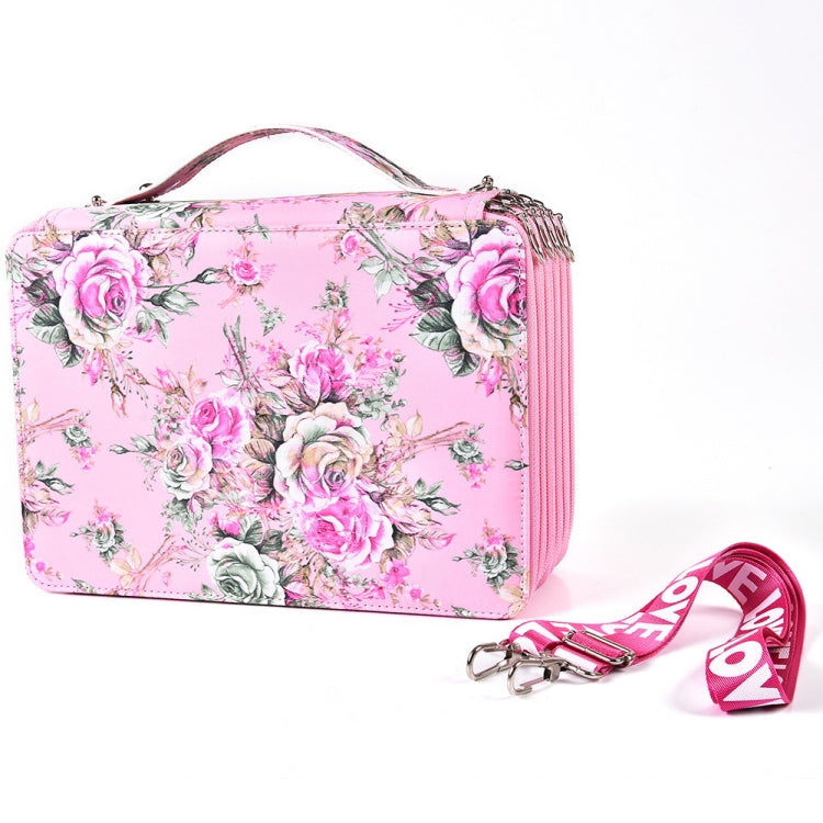 252 Holes Art Sketching Brush Colorful Lead Storage Large Capacity Portable Pencil Case(Pink)