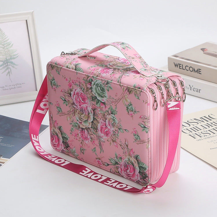 252 Holes Art Sketching Brush Colorful Lead Storage Large Capacity Portable Pencil Case(Pink)