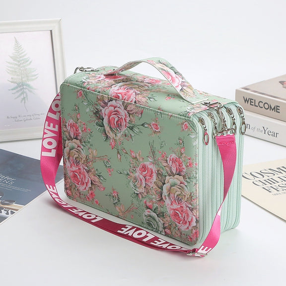 252 Holes Art Sketching Brush Colorful Lead Storage Large Capacity Portable Pencil Case(Green)