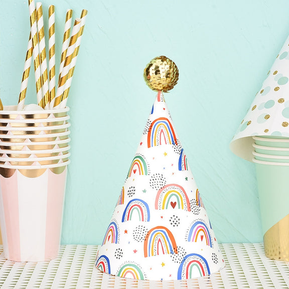 20 PCS Cute Children Bronzing Birthday Hats Cake Baking Decoration Party Hats Cute Rainbow