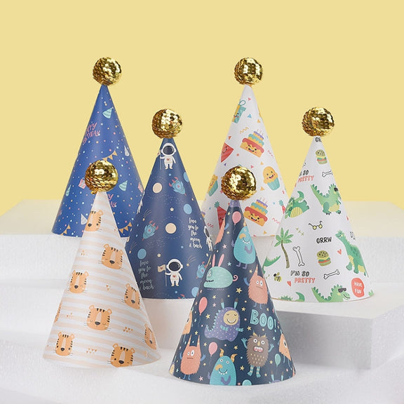20 PCS Cute Children Bronzing Birthday Hats Cake Baking Decoration Party Hats Cute Rainbow