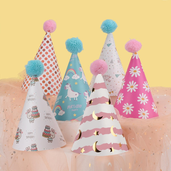 20 PCS Cute Children Bronzing Birthday Hats Cake Baking Decoration Party Hats Cute Rainbow