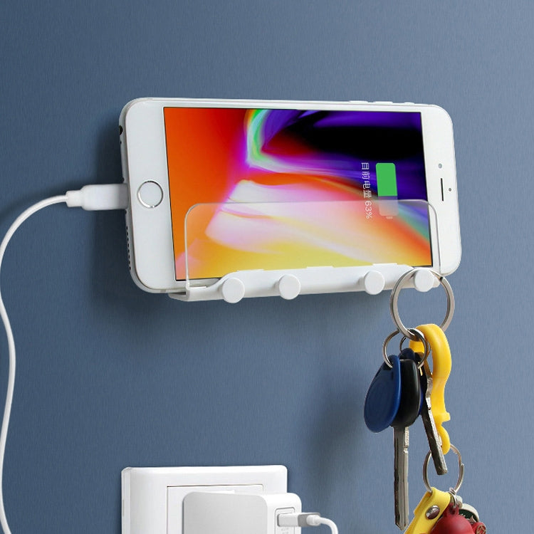 Free Punching Wall Phone Holder Wall-Mounted Charging Base Bracket(White)