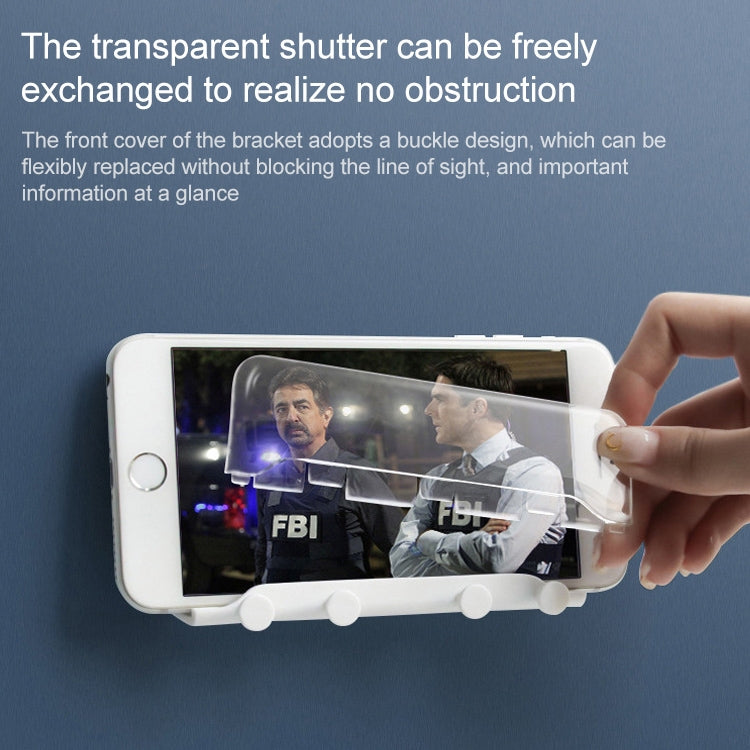 Free Punching Wall Phone Holder Wall-Mounted Charging Base Bracket(White)