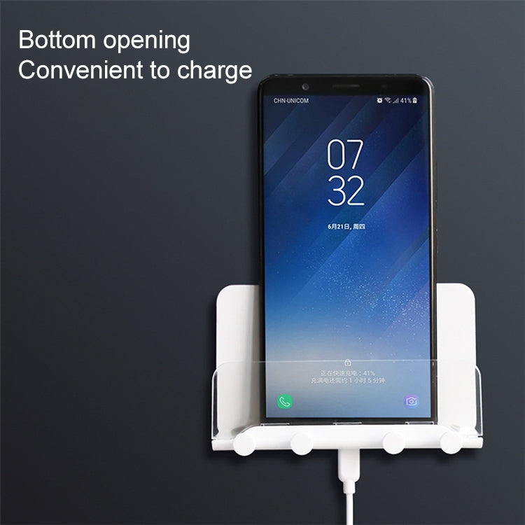 Free Punching Wall Phone Holder Wall-Mounted Charging Base Bracket(White)