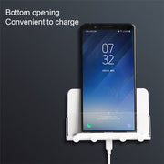 Free Punching Wall Phone Holder Wall-Mounted Charging Base Bracket(White)