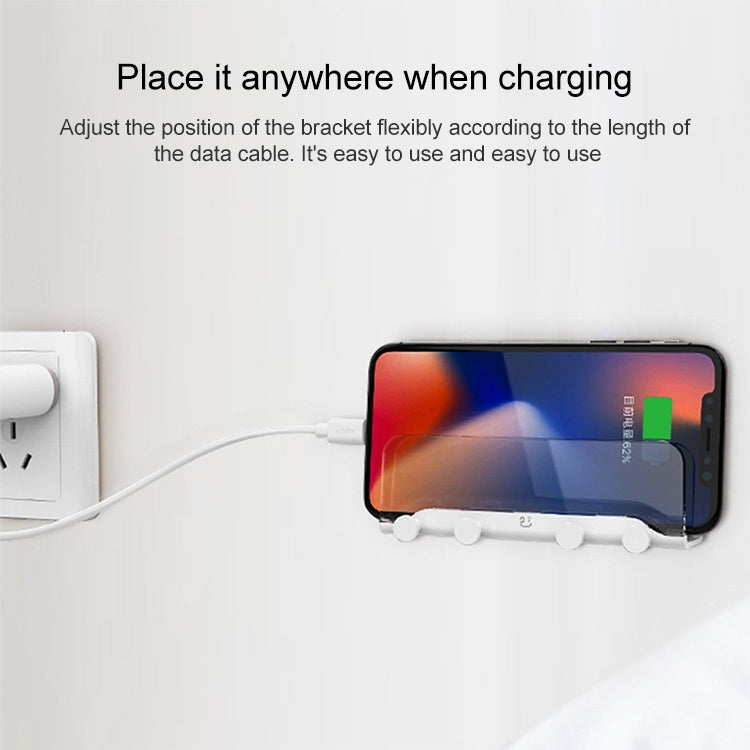 Free Punching Wall Phone Holder Wall-Mounted Charging Base Bracket(White)