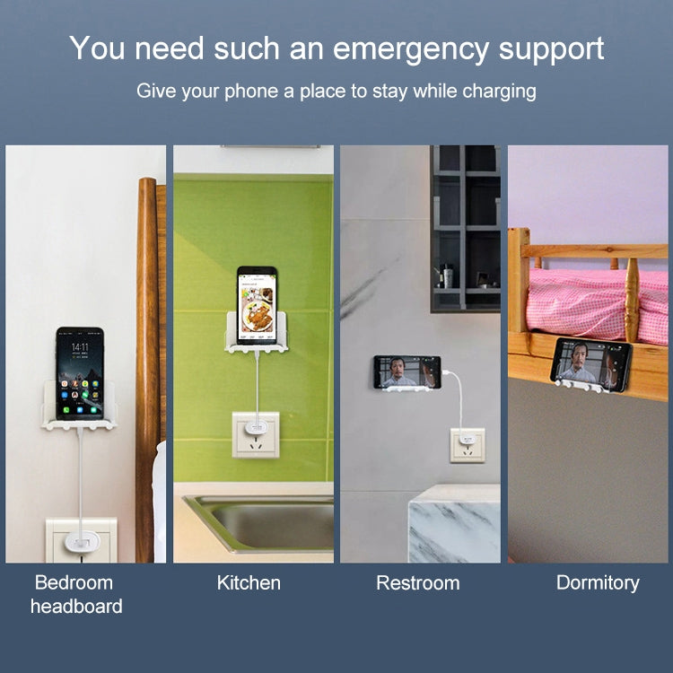 Free Punching Wall Phone Holder Wall-Mounted Charging Base Bracket(White)