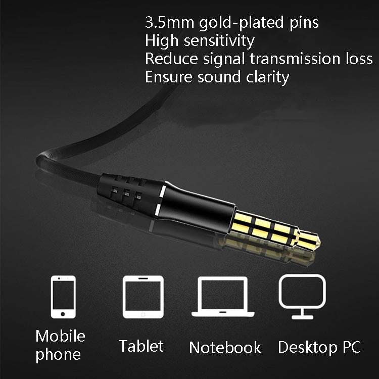 In-Ear Earphone Bass Mobile Phone Game Sports Wired Headset(Black)
