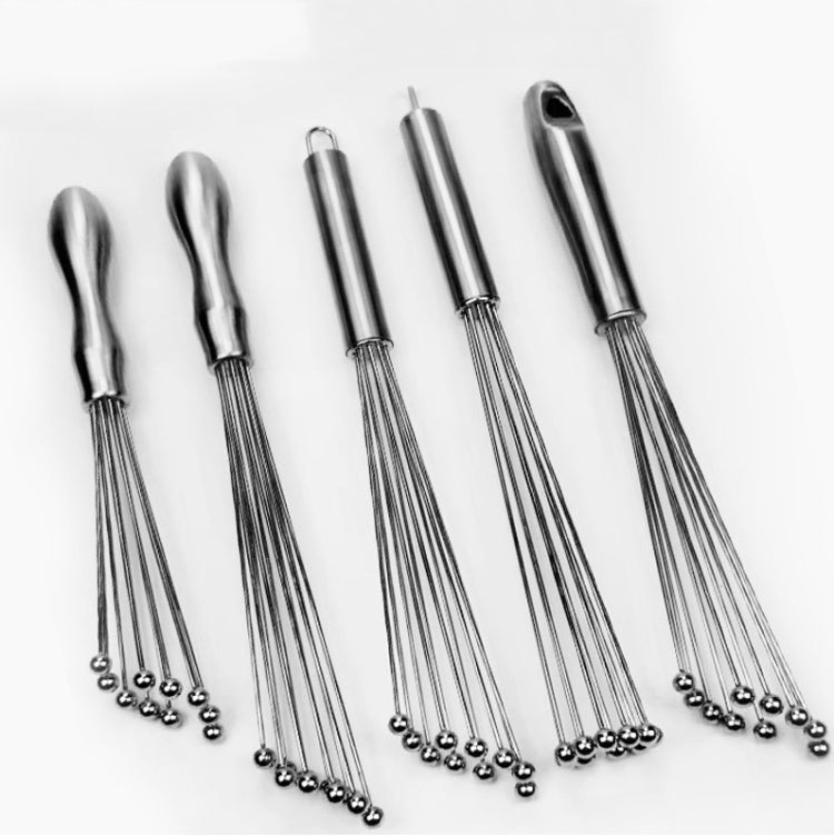 2 PCS Manual Whisk Stainless Steel Glass Bead Egg Whisk Kitchen Household Hand-Held Baking Tools Type B 10 Inch
