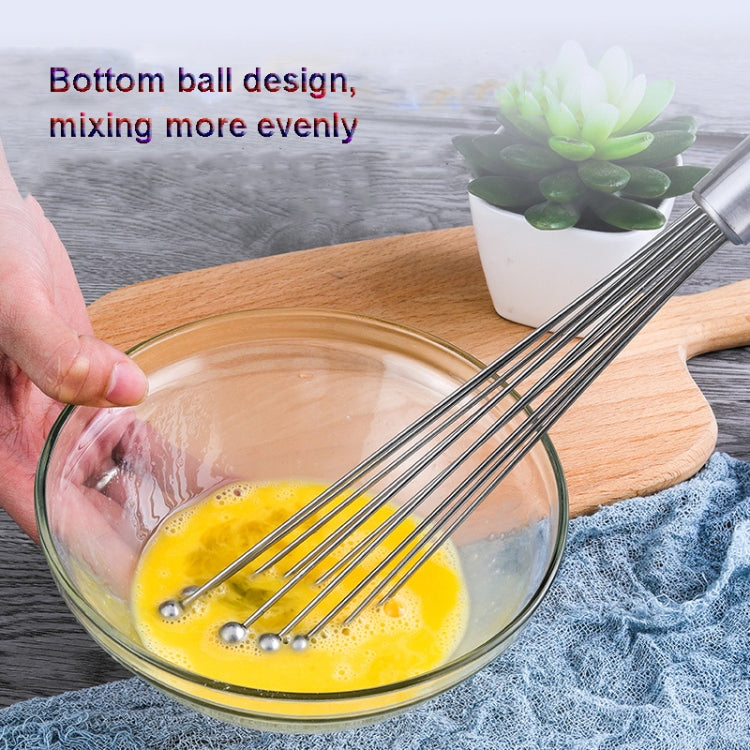 2 PCS Manual Whisk Stainless Steel Glass Bead Egg Whisk Kitchen Household Hand-Held Baking Tools Type B 10 Inch