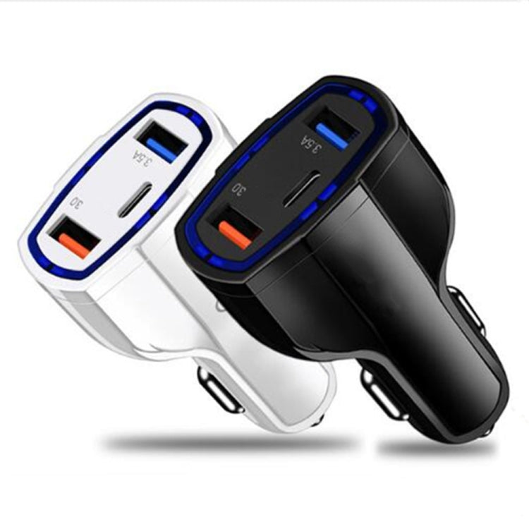2 PCS QC3.0 Fast Charge Car Charger 3.5A Dual USB With Type-C Interface Output Car Charger(White)