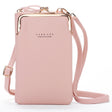 H2107 Ladies Mobile Phone Bag Shoulder Messenger Bag Pebbled Zipper Wallet(Pink) - Single-shoulder Bags by PMC TechLife | Online Shopping South Africa | PMC TechLife