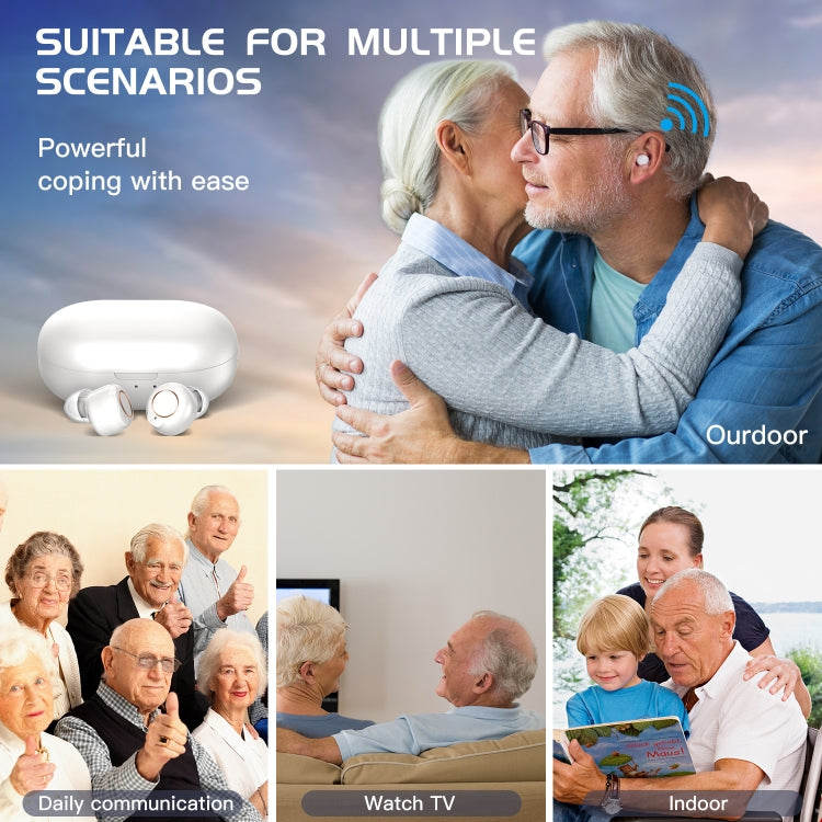 GM-305 Binaural Magnetic Rechargeable Hearing Aid Wireless Elderly Voice Amplifier (Flesh + White)