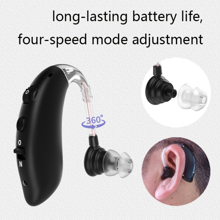 GM-105 Elderly Hearing Aid Sound Amplifier Intelligent Noise Reduction Sound Collector, Style: EU Plug(Fantasy Black)
