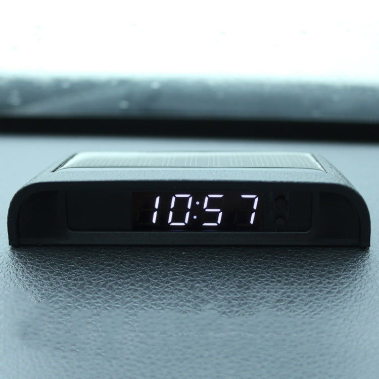 Solar Night Light Car Clock Automotive Electronic Clock Temperature Time+Date+Week+Temperature(White Light)