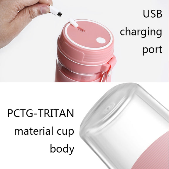 FS1300 Mini Juicer Home Portable Cooking Machine Student Juice Cup Juicer, Colour: Cherry Blossom Four  Blade
