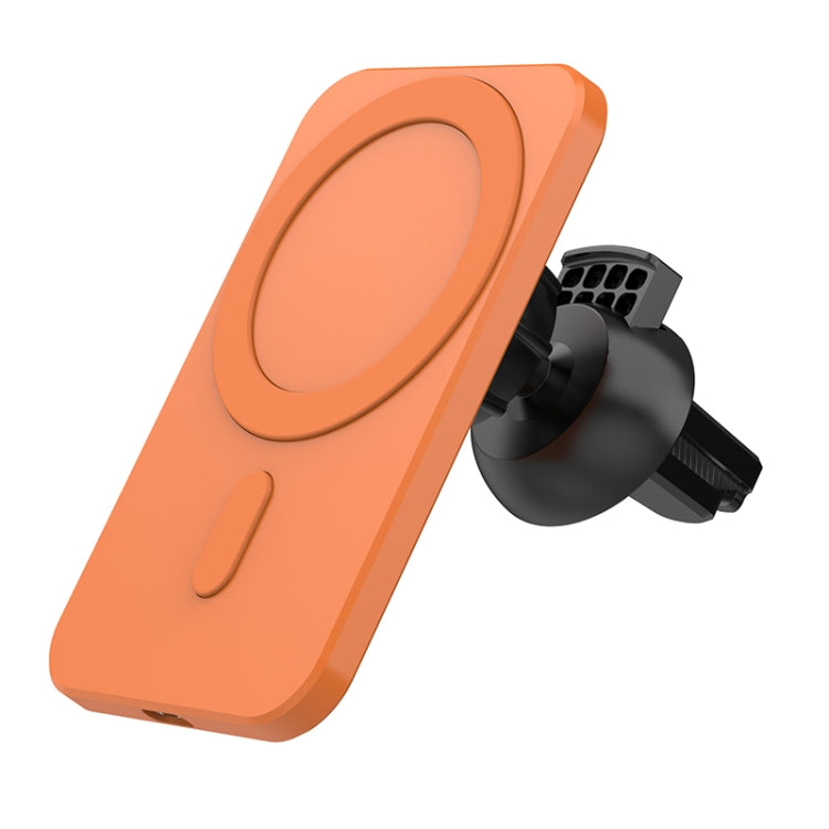 N16 10W Car Air Outlet + Suction Cup Magsafe Magnetic Phone Universal Wireless Charger Mobile Holder(Orange)