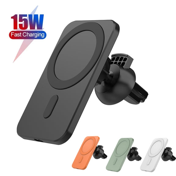 N16 10W Car Air Outlet + Suction Cup Magsafe Magnetic Phone Universal Wireless Charger Holder(Black)
