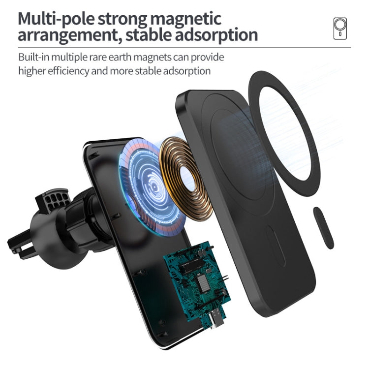 N16 10W Car Air Outlet + Suction Cup Magsafe Magnetic Phone Universal Wireless Charger Holder(Green)
