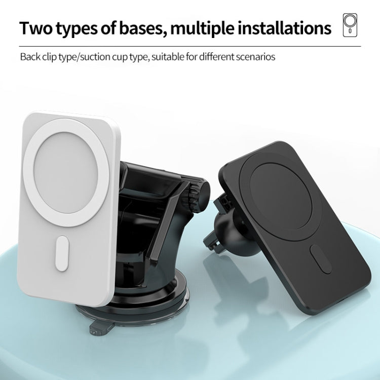 N16 10W Car Air Outlet + Suction Cup Magsafe Magnetic Phone Universal Wireless Charger Holder(White)