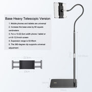 SSKY L6 Bedside Sofa Live Landing Phone Tablet Computer Bracket, Style: Base Heavy Telescopic Version (Black)
