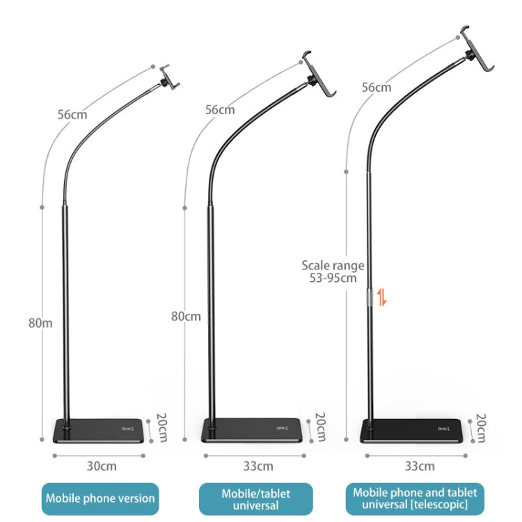 SSKY L6 Bedside Sofa Live Landing Phone Tablet Computer Bracket, Style: Base Heavy Telescopic Version (Black)