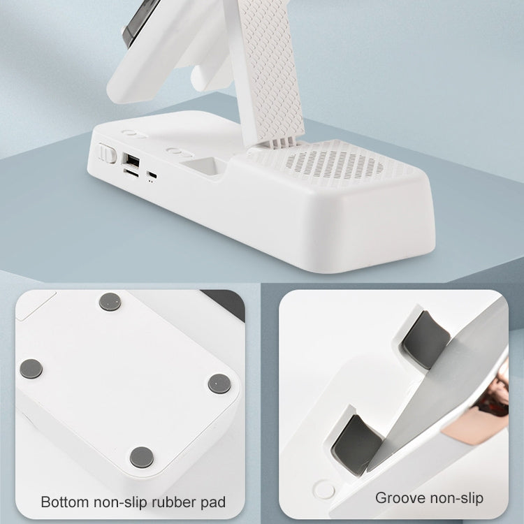 Multifunctional Desktop Stand For Mobile Phone And Tablet With Bluetooth Speaker(White)