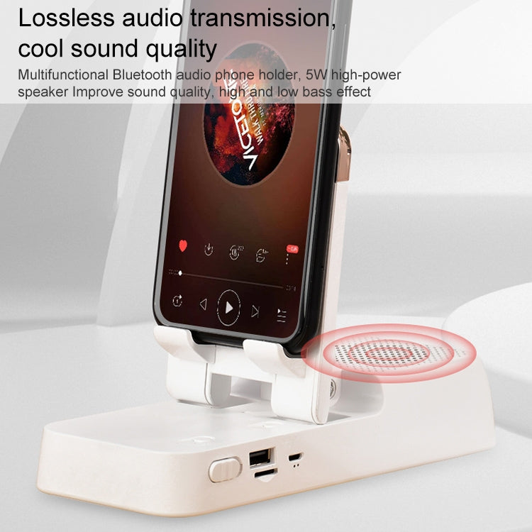 Multifunctional Desktop Stand For Mobile Phone And Tablet With Bluetooth Speaker(Black)