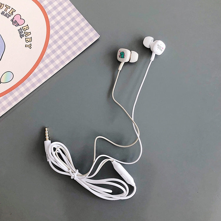 2 Pairs Cartoon Pattern Heavy Bass In-Ear Headphones Universal Wired Headphones with Microphone(White)