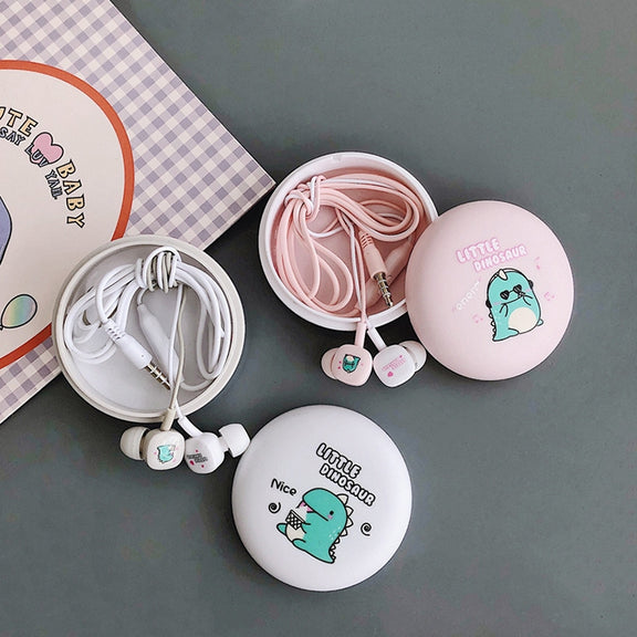 2 Pairs Cartoon Pattern Heavy Bass In-Ear Headphones Universal Wired Headphones with Microphone(White)