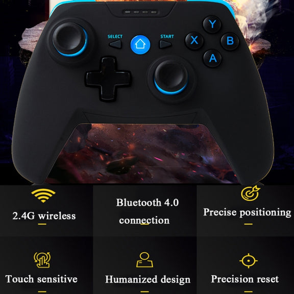CX-X1  2.4GHz + Bluetooth 4.0 Wireless Game Controller Handle For Android / iOS / PC / PS3 Handle + Bracket+ Receiver (Blue)