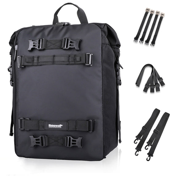 Rhinowalk Multi-Function Motorcycle Rear Seat Bag Combination Rear Shelf Pannier, Colour: Black 30L
