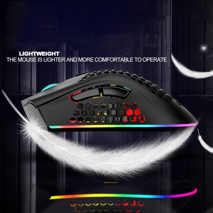 K-Snake BM600 1600 DPI 7-keys Hollow Lightweight Wireless Charging RGB Colorful Gaming Mouse(Wireless BM600 White)