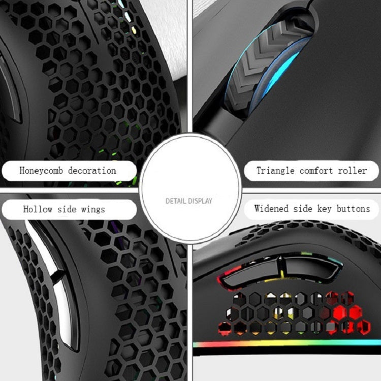 K-Snake BM600 1600 DPI 7-keys Hollow Lightweight Wireless Charging RGB Colorful Gaming Mouse(Wireless BM600 White)