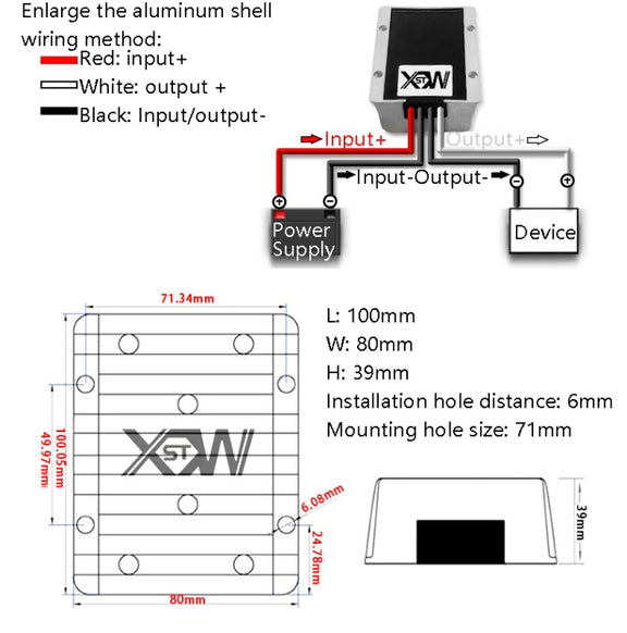XWST DC 12/24V To 5V Converter Step-Down Vehicle Power Module, Specification: 12/24V To 5V 40A Extra Large Aluminum Shell