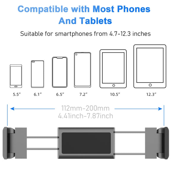 Pb-48 Car Post-Row Back Pillow Mobile Phone Holder Back Seat Flat Telescopic Bracket(Black)