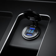 Aluminum Alloy Double QC3.0 Fast Charge With Button Switch Car USB Charger Water-resistant Car Charger Specification: Red Shell Red Light With Terminal